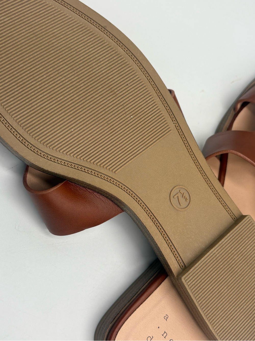 A New Day Women’s Brown H-Cut Slide Sandals Size 7.5 Slip On Block Heel - Picture 4 of 4